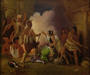 Pocahontas räddade livet på kapten John Smith, ca 1836-40